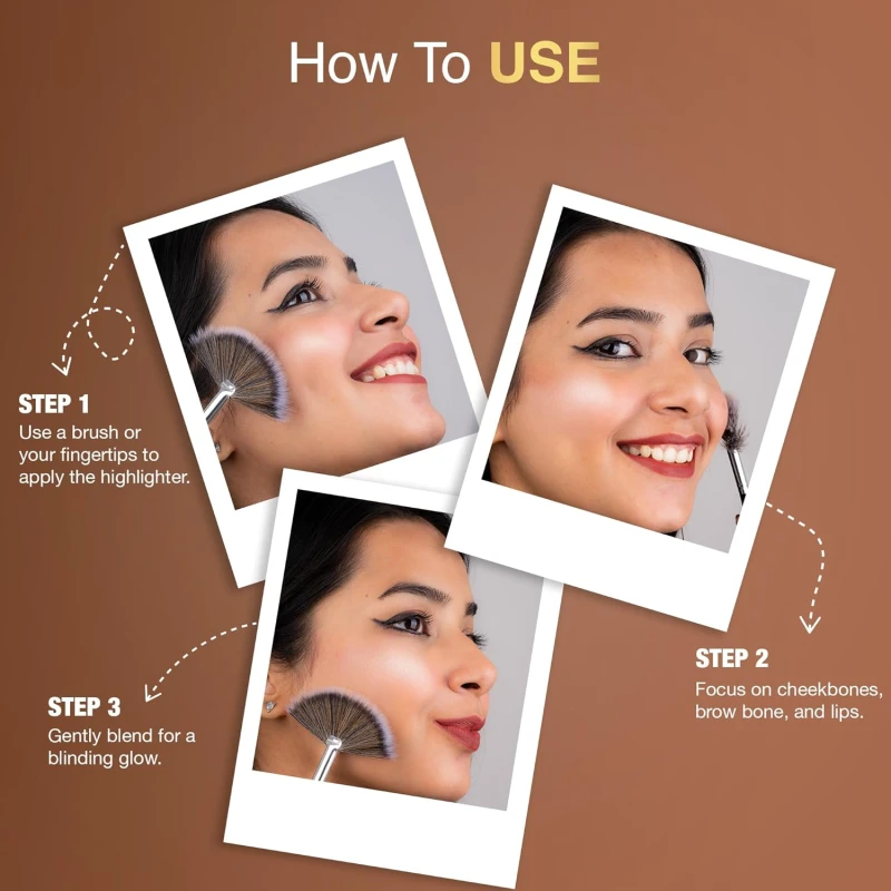 Hilary Rhoda Flash Glow Shine Highlighter | Rich Colour Payoff | Superfine Particles | 3D Reflective Glow | Blends Flawlessly -7g (Gold Shine -Shade 04) thumbnail 6